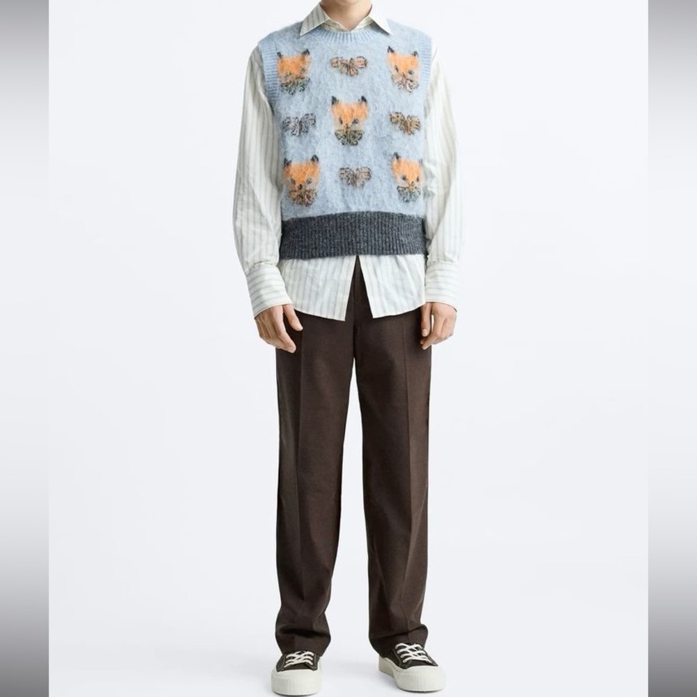 Zara JACQUARD KNIT VEST X HARRY LAMBERT Size XL - Picture 4 of 14